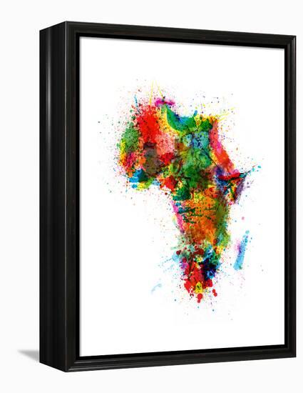 Paint Splashes Map of Africa Map-Michael Tompsett-Framed Stretched Canvas