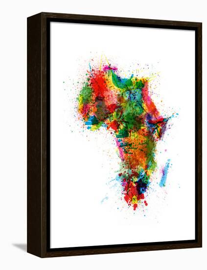 Paint Splashes Map of Africa Map-Michael Tompsett-Framed Stretched Canvas