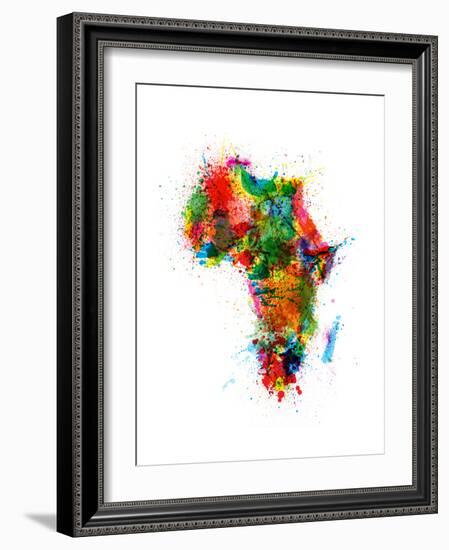 Paint Splashes Map of Africa Map-Michael Tompsett-Framed Premium Giclee Print