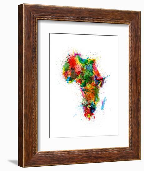 Paint Splashes Map of Africa Map-Michael Tompsett-Framed Art Print