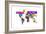 Paint Splashes Text Map of the World-Michael Tompsett-Framed Art Print