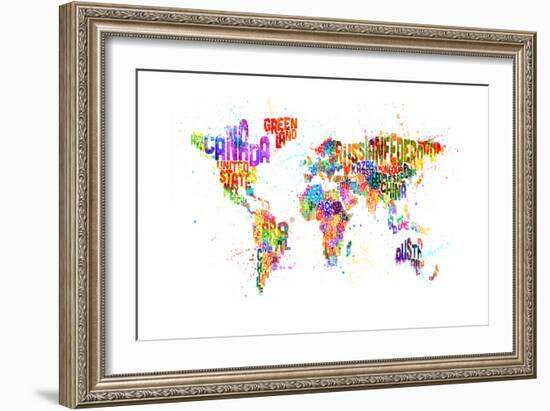 Paint Splashes Text Map of the World-Michael Tompsett-Framed Art Print