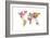 Paint Splashes Text Map of the World-Michael Tompsett-Framed Art Print