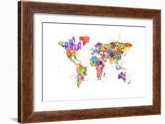 Paint Splashes Text Map of the World-Michael Tompsett-Framed Art Print
