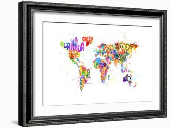 Paint Splashes Text Map of the World-Michael Tompsett-Framed Art Print