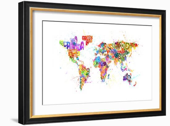 Paint Splashes Text Map of the World-Michael Tompsett-Framed Art Print