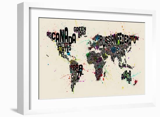 Paint Splashes Text Map of the World-Michael Tompsett-Framed Art Print