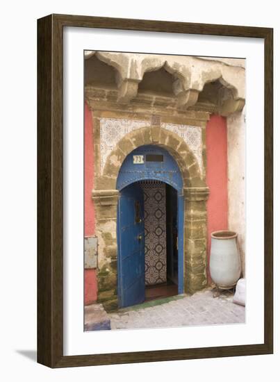 Painted and Carved Riad (Guesthouse) Entrance, Essaouira, Morocco-Natalie Tepper-Framed Photo