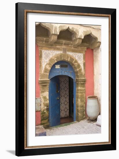 Painted and Carved Riad (Guesthouse) Entrance, Essaouira, Morocco-Natalie Tepper-Framed Photo