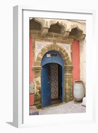 Painted and Carved Riad (Guesthouse) Entrance, Essaouira, Morocco-Natalie Tepper-Framed Photo