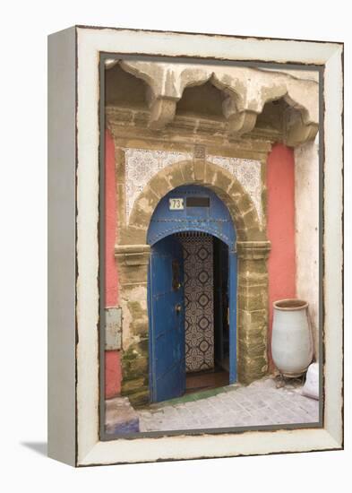 Painted and Carved Riad (Guesthouse) Entrance, Essaouira, Morocco-Natalie Tepper-Framed Stretched Canvas