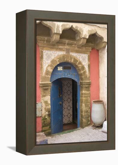 Painted and Carved Riad (Guesthouse) Entrance, Essaouira, Morocco-Natalie Tepper-Framed Stretched Canvas