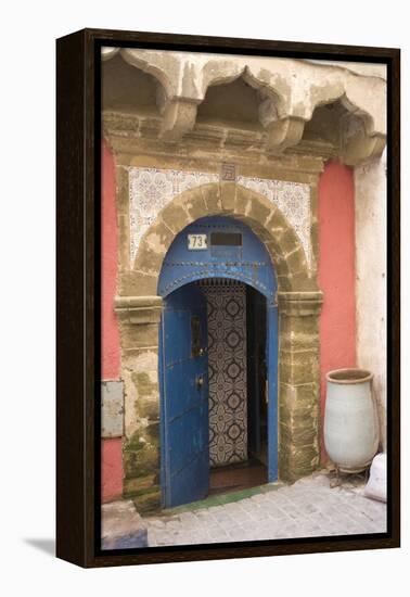 Painted and Carved Riad (Guesthouse) Entrance, Essaouira, Morocco-Natalie Tepper-Framed Stretched Canvas