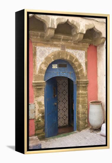 Painted and Carved Riad (Guesthouse) Entrance, Essaouira, Morocco-Natalie Tepper-Framed Stretched Canvas