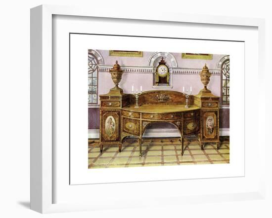 Painted and Inlaid Satinwood Sideboard and Mahogany Bracket Clock, 1911-1912-Edwin Foley-Framed Giclee Print