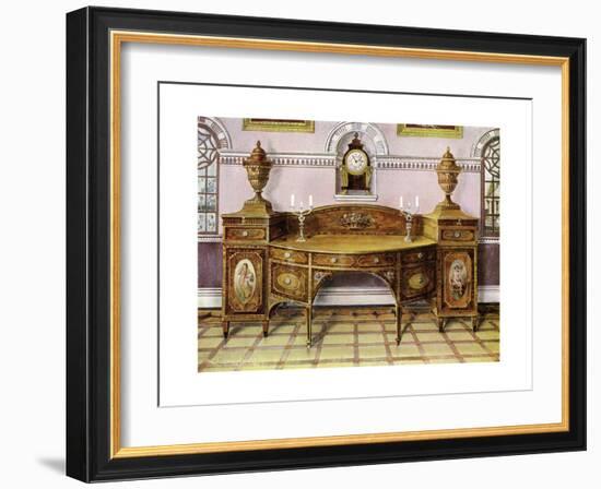 Painted and Inlaid Satinwood Sideboard and Mahogany Bracket Clock, 1911-1912-Edwin Foley-Framed Giclee Print