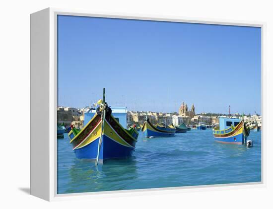 Painted Boats in the Harbour at Marsaxlokk, Malta, Mediterranean, Europe-Nigel Francis-Framed Premier Image Canvas