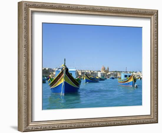 Painted Boats in the Harbour at Marsaxlokk, Malta, Mediterranean, Europe-Nigel Francis-Framed Photographic Print
