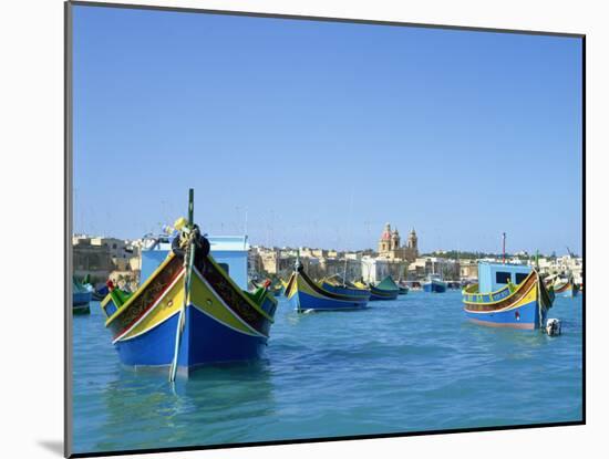 Painted Boats in the Harbour at Marsaxlokk, Malta, Mediterranean, Europe-Nigel Francis-Mounted Photographic Print