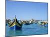 Painted Boats in the Harbour at Marsaxlokk, Malta, Mediterranean, Europe-Nigel Francis-Mounted Photographic Print