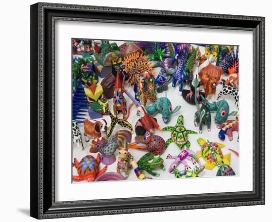 Painted Carved Wooden Animals, Oaxaca City, Oaxaca, Mexico, North America-R H Productions-Framed Photographic Print