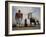 Painted Concrete Sculpture of Paul Bunyon and His Blue Ox, Babe Standing on Shores of Lake Bemidji-Andreas Feininger-Framed Photographic Print