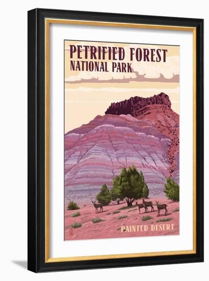 Painted Desert - Petrified Forest National Park-Lantern Press-Framed Art Print