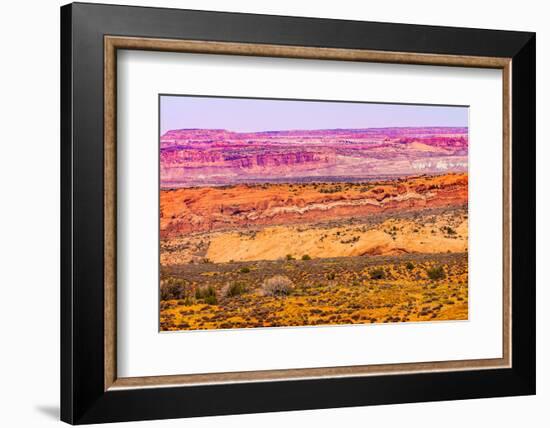 Painted Desert Yellow Grass Lands Orange Sandstone Red Moab Fault Arches National Park Moab Utah-BILLPERRY-Framed Photographic Print