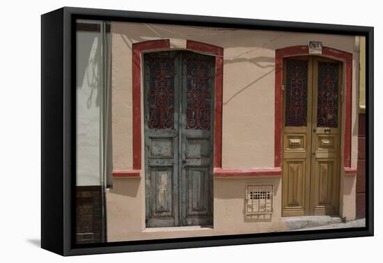 Painted Doorways in La Candelaria (Old Section of the City), Bogota, Colombia-Natalie Tepper-Framed Stretched Canvas