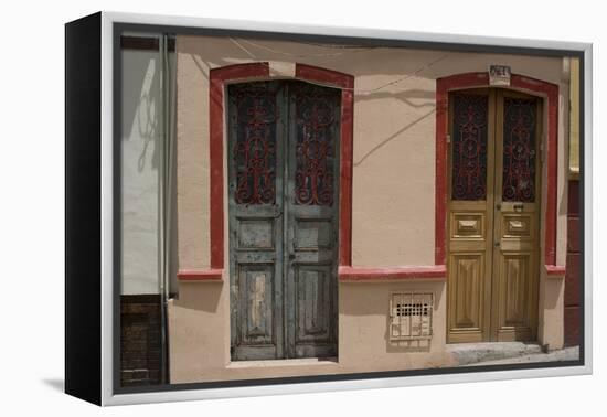 Painted Doorways in La Candelaria (Old Section of the City), Bogota, Colombia-Natalie Tepper-Framed Stretched Canvas