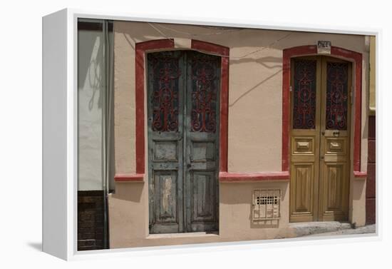 Painted Doorways in La Candelaria (Old Section of the City), Bogota, Colombia-Natalie Tepper-Framed Stretched Canvas