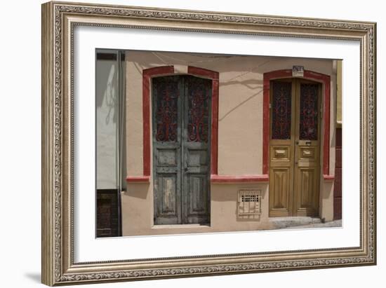 Painted Doorways in La Candelaria (Old Section of the City), Bogota, Colombia-Natalie Tepper-Framed Photo