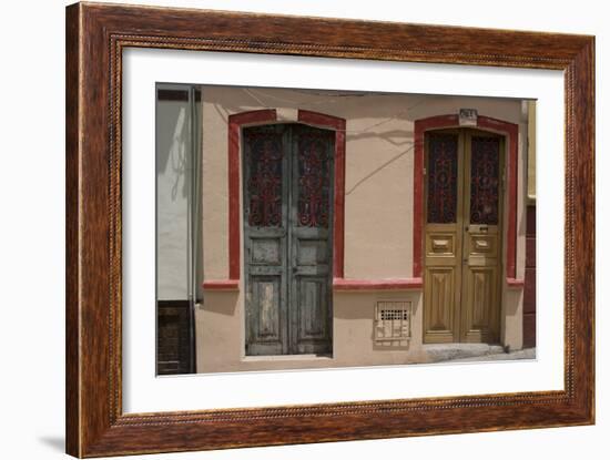 Painted Doorways in La Candelaria (Old Section of the City), Bogota, Colombia-Natalie Tepper-Framed Photo