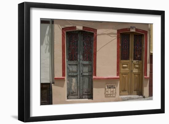 Painted Doorways in La Candelaria (Old Section of the City), Bogota, Colombia-Natalie Tepper-Framed Photo