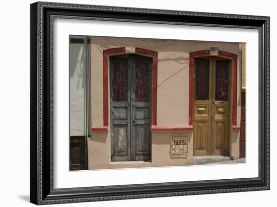 Painted Doorways in La Candelaria (Old Section of the City), Bogota, Colombia-Natalie Tepper-Framed Photo