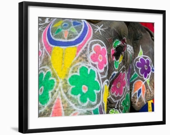 Painted Elephant, Amber Fort, India-Walter Bibikow-Framed Photographic Print