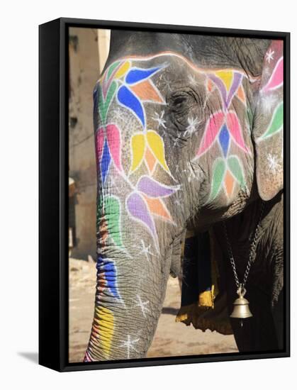 Painted Elephant, Amber Fort Palace, Jaipur, Rajasthan, India, Asia-Wendy Connett-Framed Premier Image Canvas