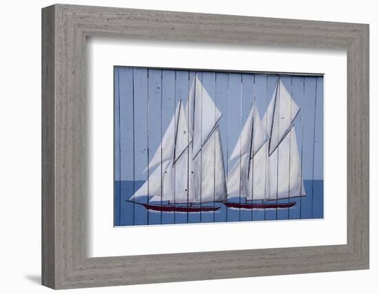 Painted Fence with Boat, H. Lee White Marine Museum, Oswego, New York, USA-Cindy Miller Hopkins-Framed Photographic Print