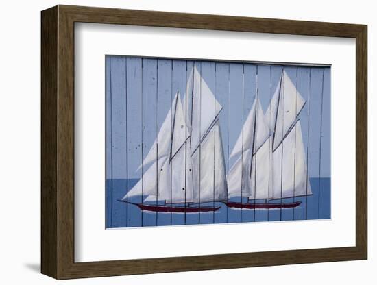 Painted Fence with Boat, H. Lee White Marine Museum, Oswego, New York, USA-Cindy Miller Hopkins-Framed Photographic Print