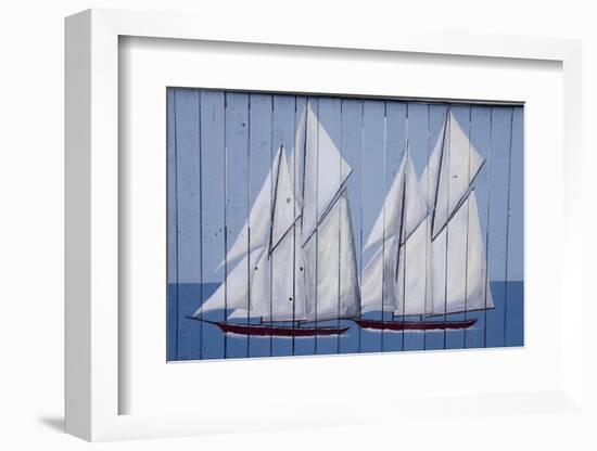 Painted Fence with Boat, H. Lee White Marine Museum, Oswego, New York, USA-Cindy Miller Hopkins-Framed Photographic Print