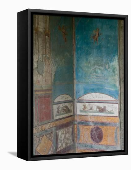 Painted Frescoes, Pompei, Campania, Italy-Walter Bibikow-Framed Premier Image Canvas