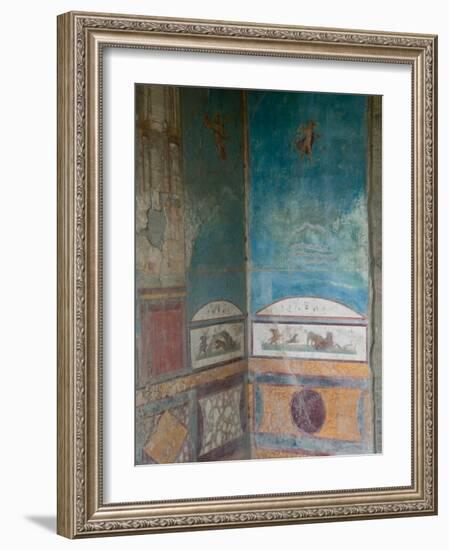 Painted Frescoes, Pompei, Campania, Italy-Walter Bibikow-Framed Photographic Print