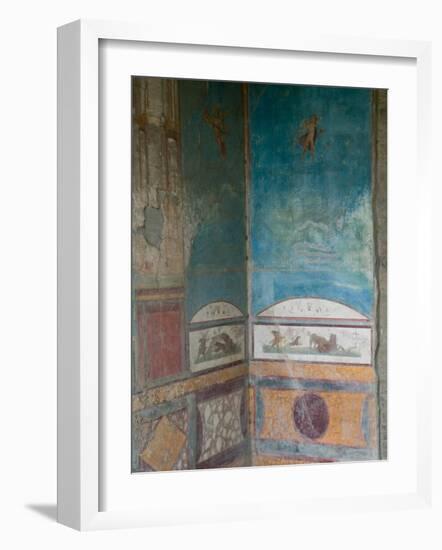 Painted Frescoes, Pompei, Campania, Italy-Walter Bibikow-Framed Photographic Print