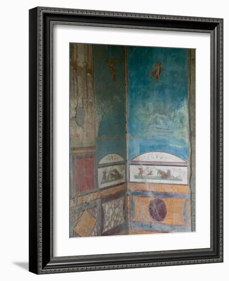 Painted Frescoes, Pompei, Campania, Italy-Walter Bibikow-Framed Photographic Print