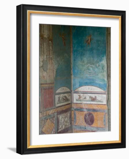 Painted Frescoes, Pompei, Campania, Italy-Walter Bibikow-Framed Photographic Print