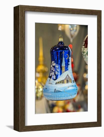 Painted glass Christmas ornament, Christmas market, Rothenburg, Germany-Jim Engelbrecht-Framed Photographic Print