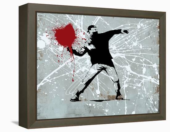 Painted heart Thrower-Banksy-Framed Premier Image Canvas