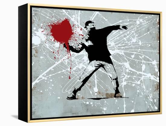 Painted heart Thrower-Banksy-Framed Premier Image Canvas
