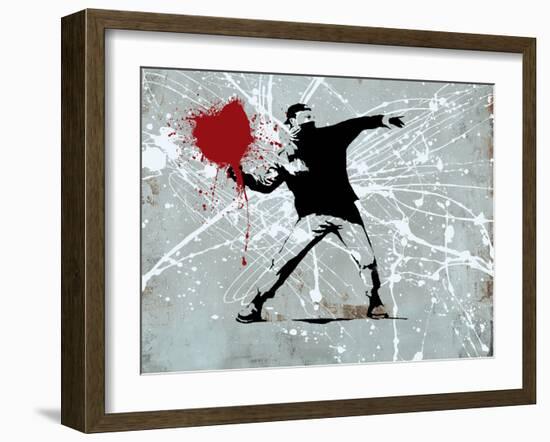 Painted heart Thrower-Banksy-Framed Premium Giclee Print