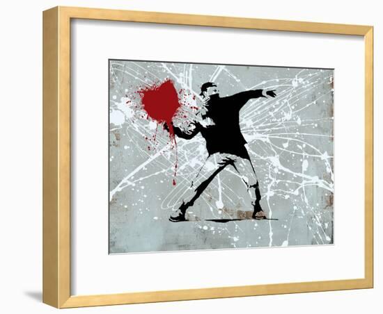 Painted heart Thrower-Banksy-Framed Premium Giclee Print